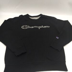 Champion Sweatshirt Mens Medium Sweatshirt Pullover Crew Neck Black Stitched